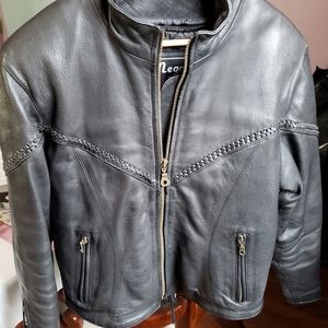 Women's leather motorcycle jacket